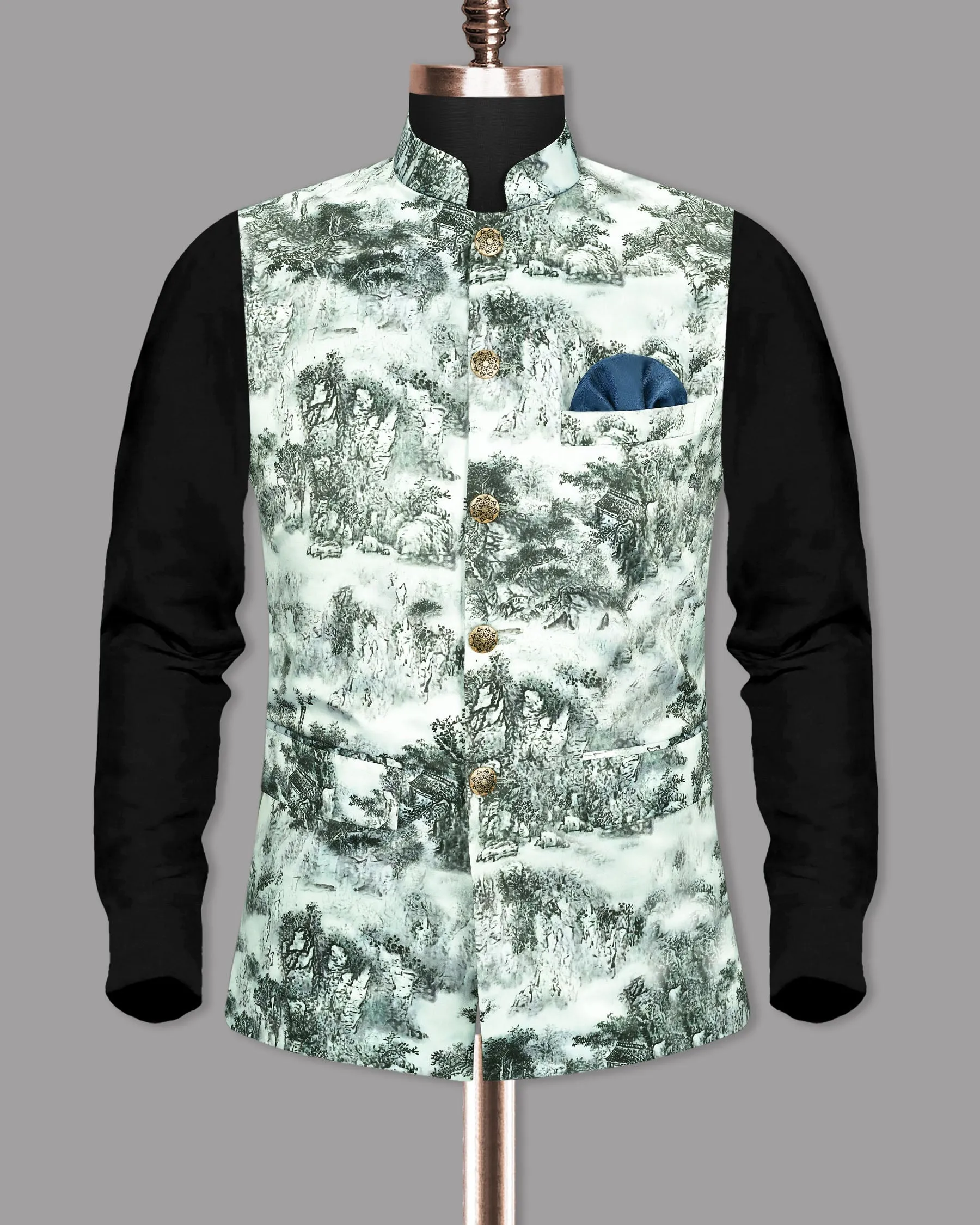 Bubble white Jingle Art Printed Super Soft Premium Designer Nehru jacket