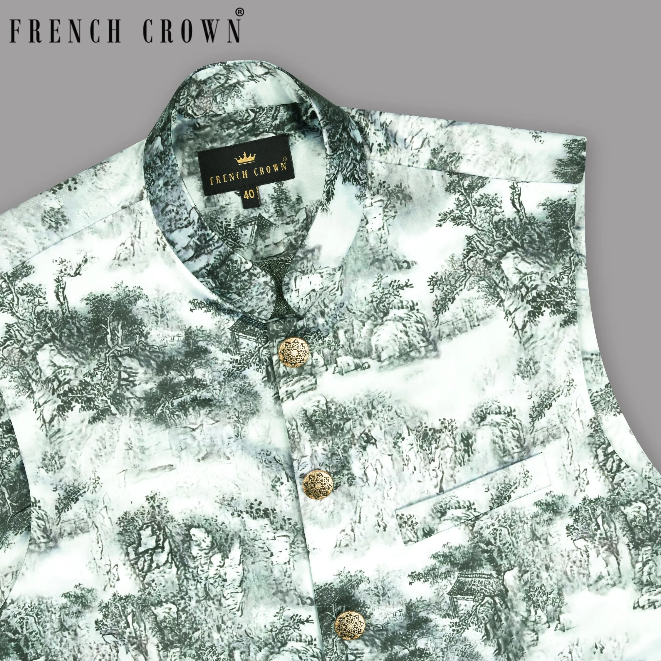 Bubble white Jingle Art Printed Super Soft Premium Designer Nehru jacket