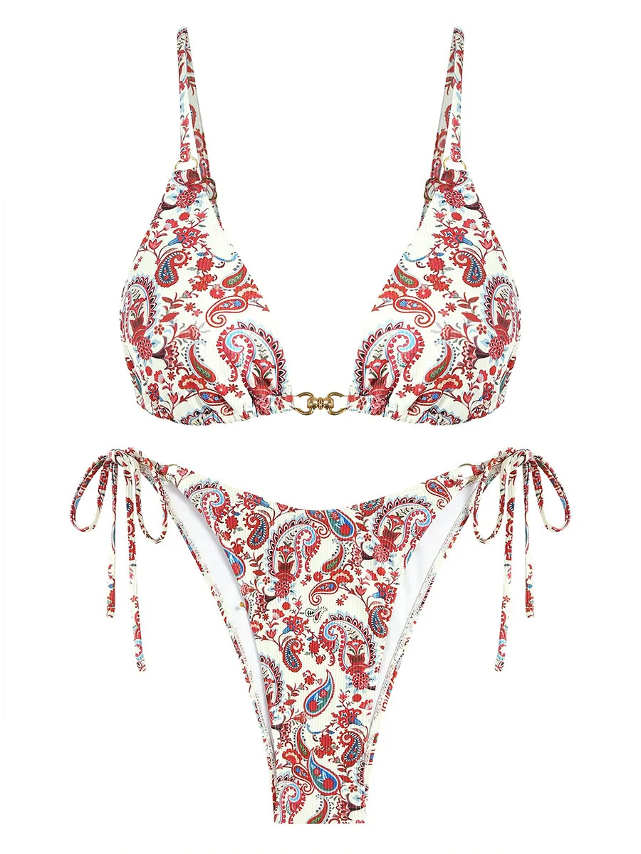 Buckle Tribal Ring Triangle Bikini Sets