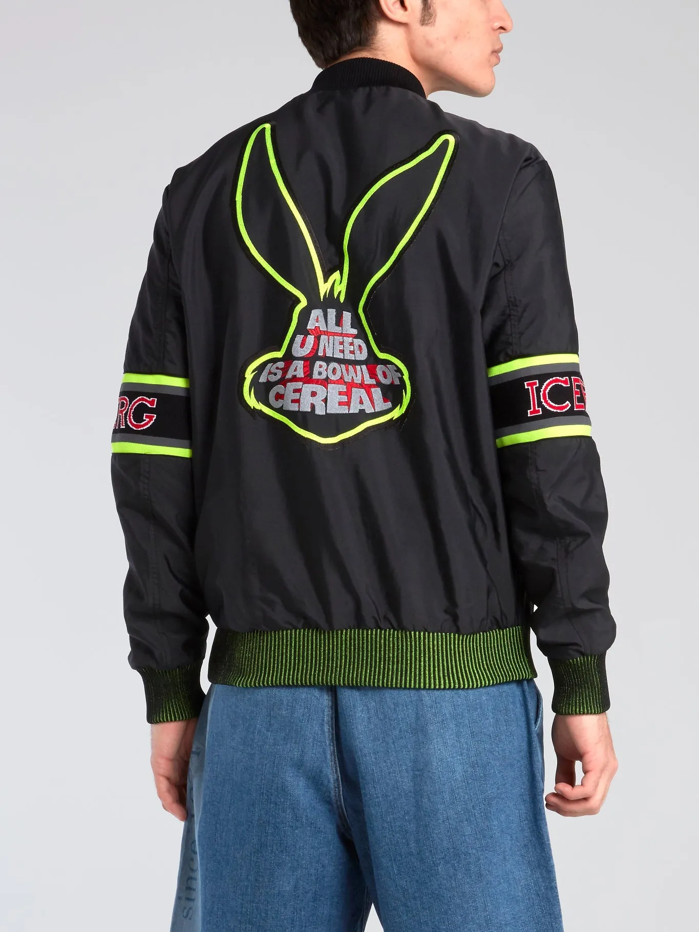Bugs Bunny Black Embroidered Bomber Jacket