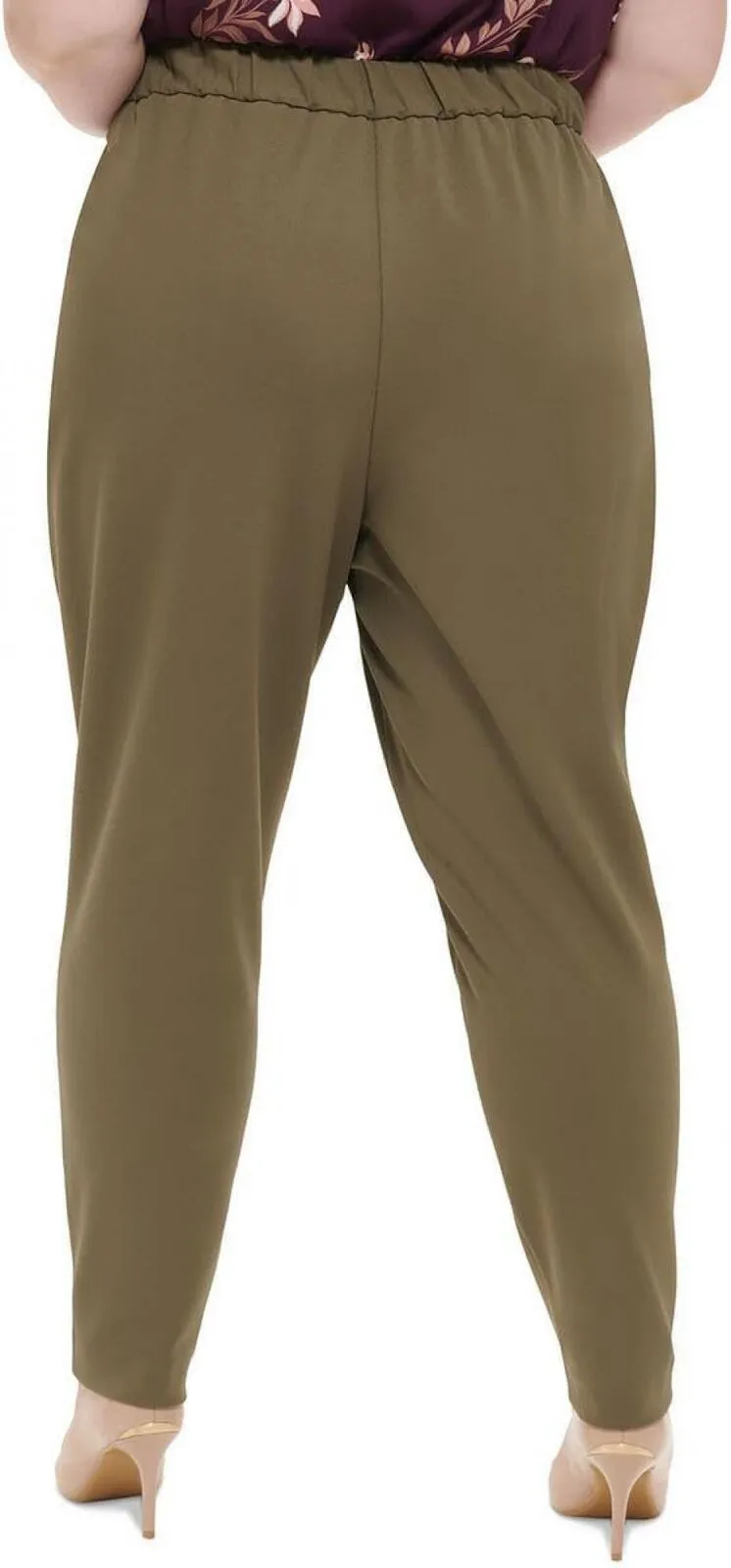 Calvin Klein Plus Mid Rise Slim Leg Straight Leg Pants X28PC533 Caper Green 22W