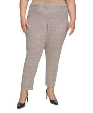 Calvin Klein Womens Plus Size Straight-Leg Plaid Ankle Pants X38P6037