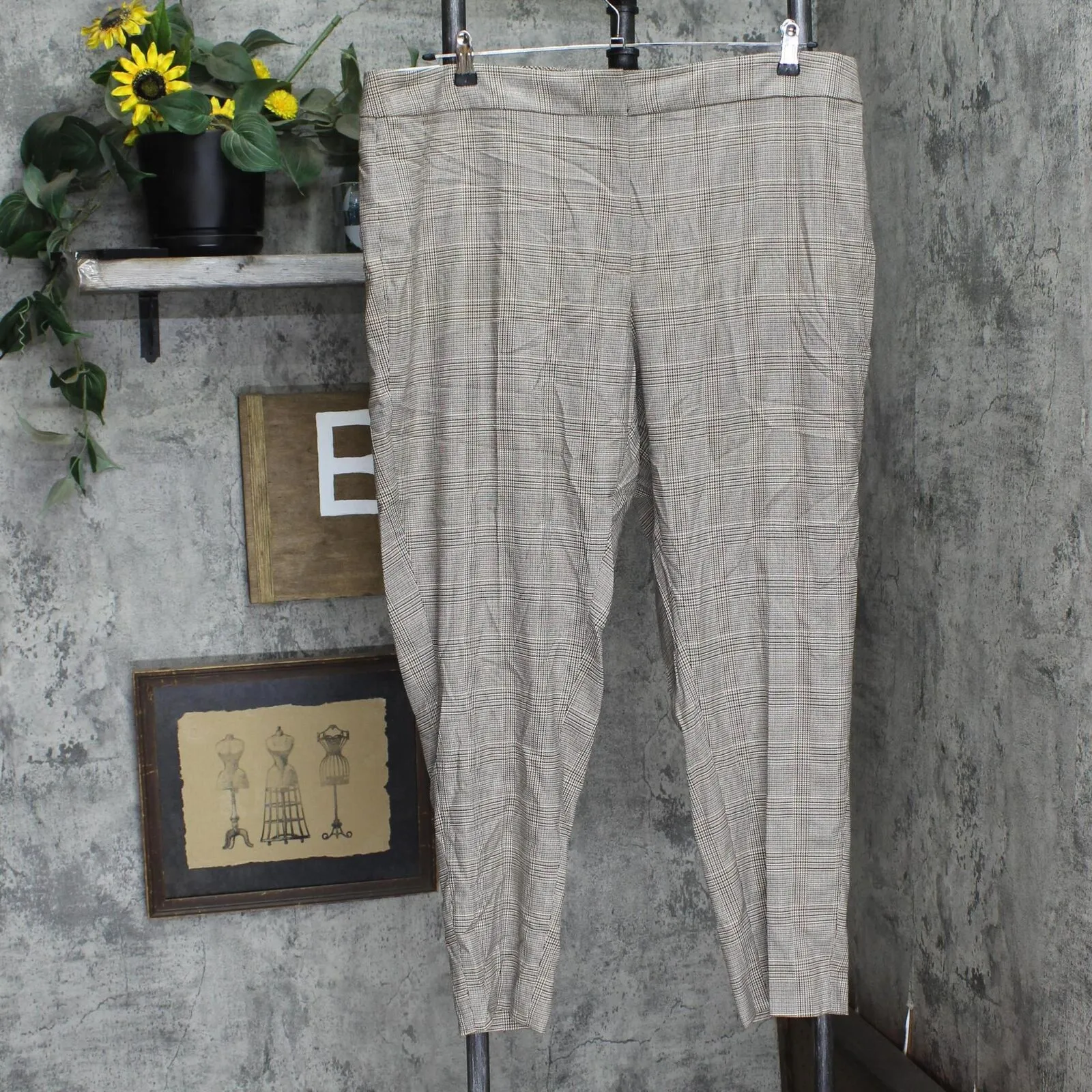 Calvin Klein Womens Plus Size Straight-Leg Plaid Ankle Pants X38P6037