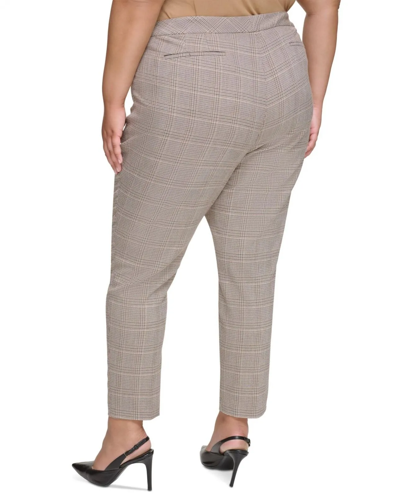 Calvin Klein Womens Plus Size Straight-Leg Plaid Ankle Pants X38P6037
