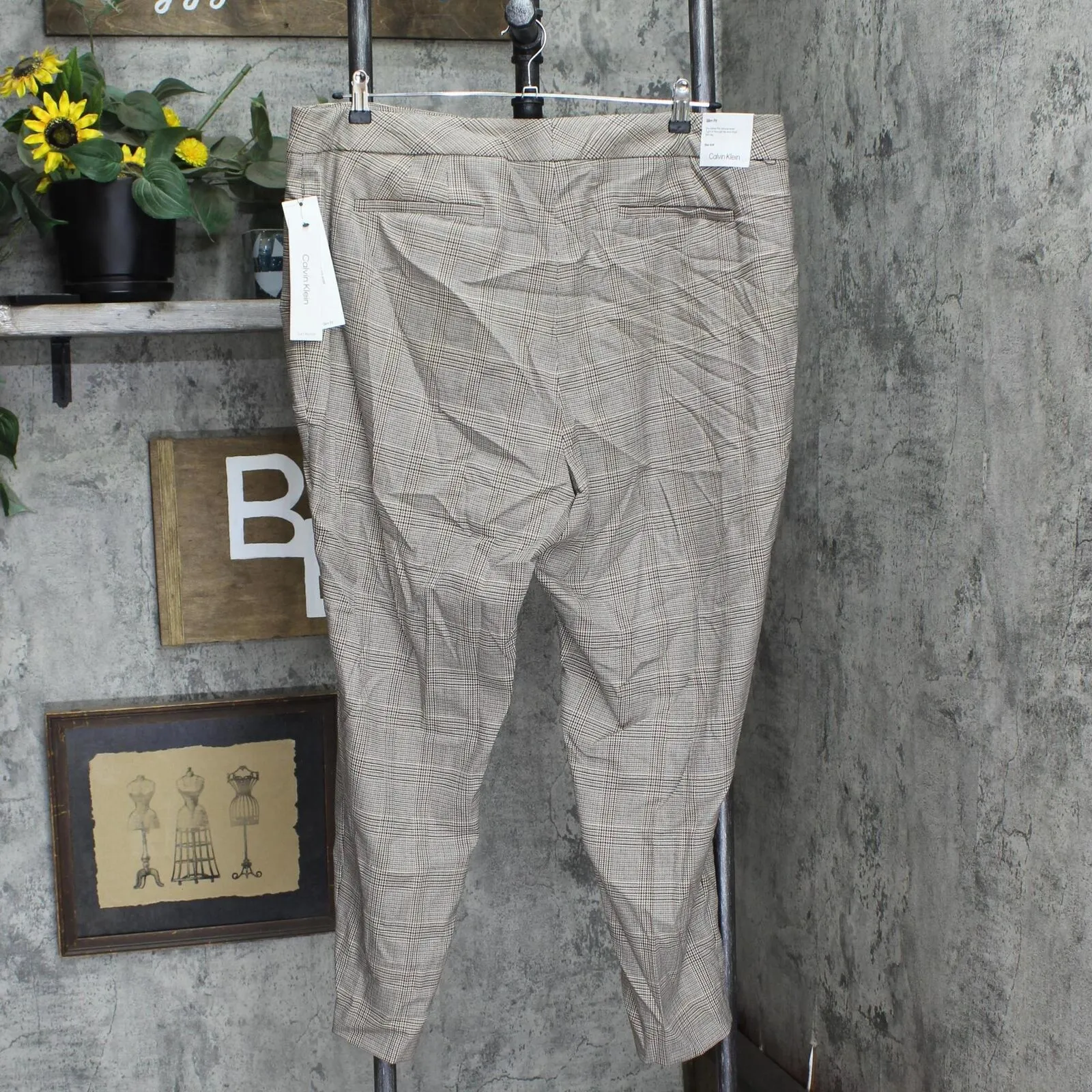 Calvin Klein Womens Plus Size Straight-Leg Plaid Ankle Pants X38P6037