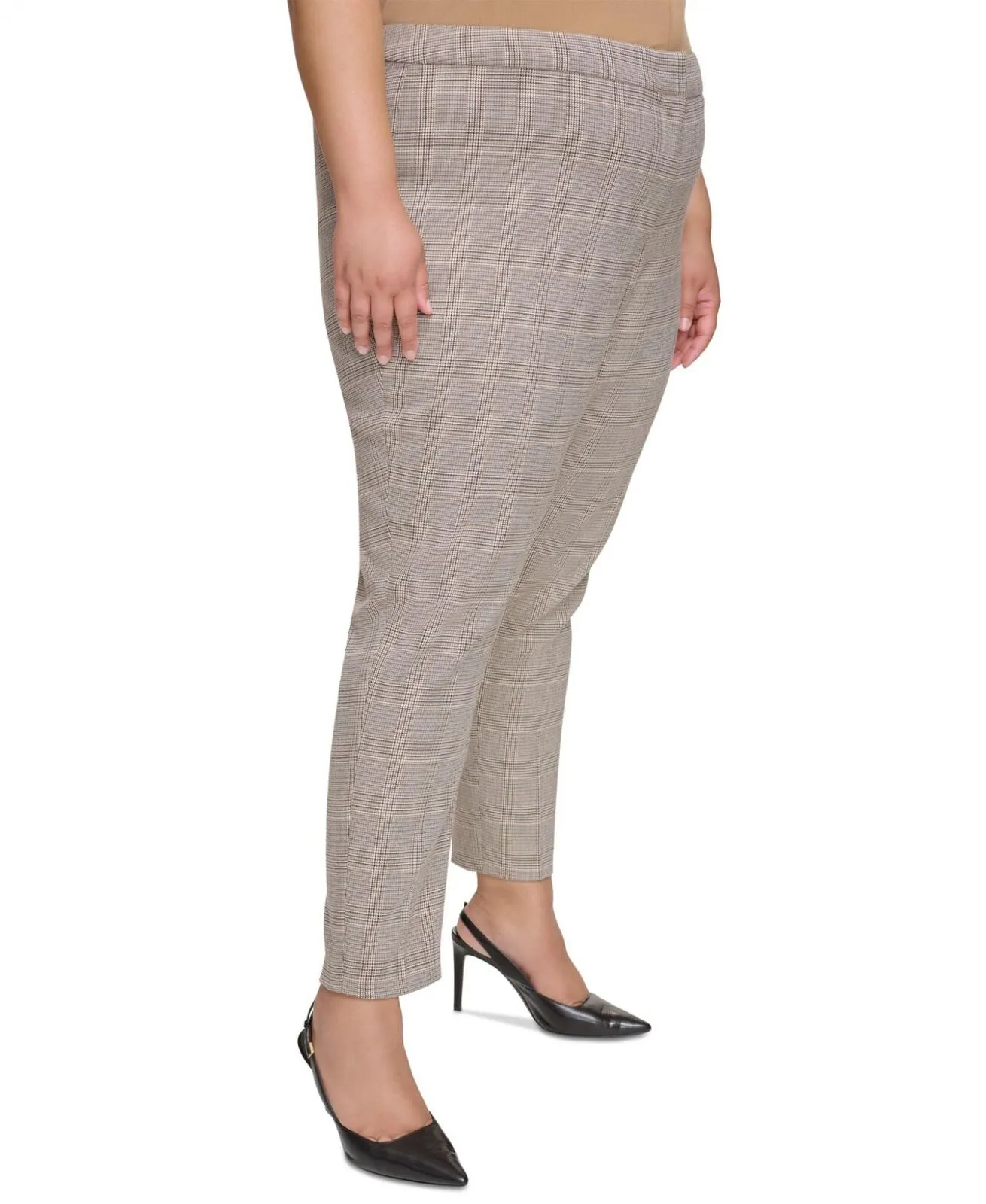 Calvin Klein Womens Plus Size Straight-Leg Plaid Ankle Pants X38P6037