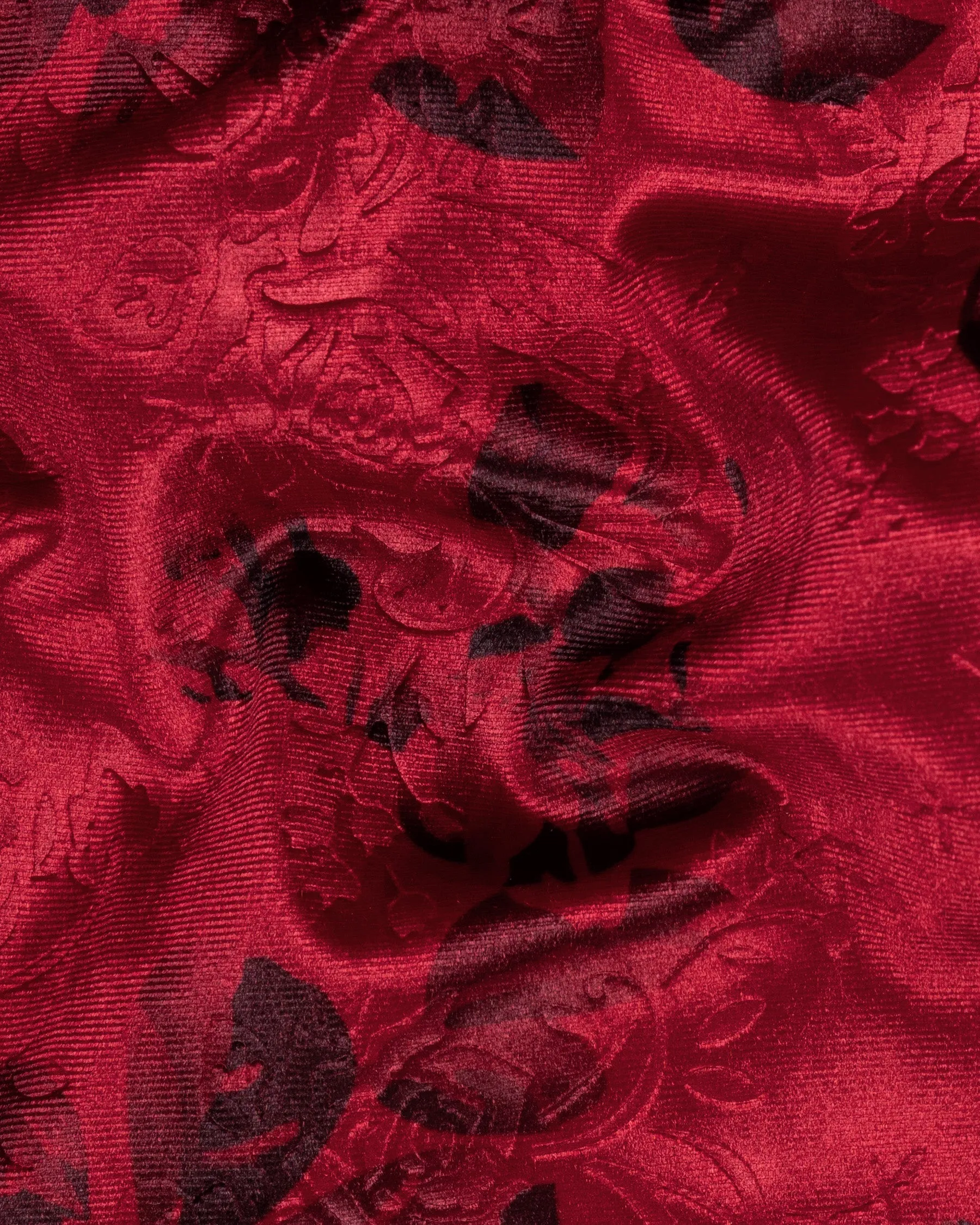 Cardinal Red Floral Textured Designer Tuxedo Suit