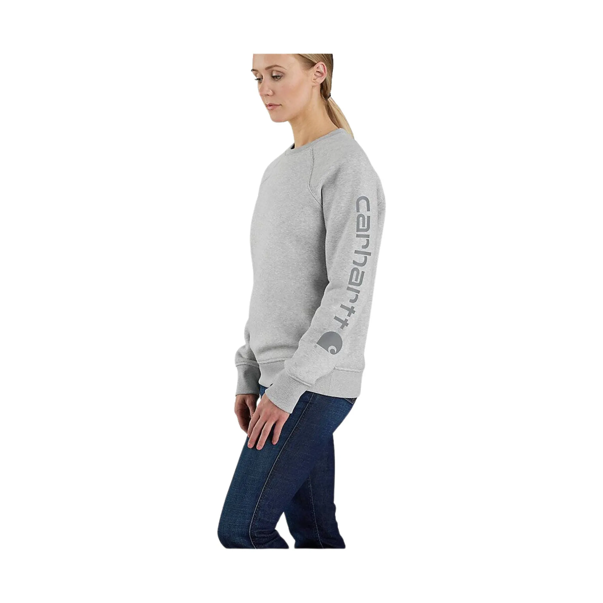 Carhartt Women's Relaxed Fit Graphic Crewneck Sweatshirt - Heather Grey