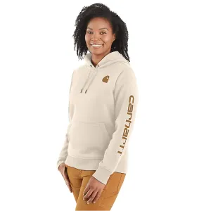 Carhartt Women's Relaxed Fit Midweight Logo Sleeve Graphic Sweatshirt - Malt/Carhartt Brown