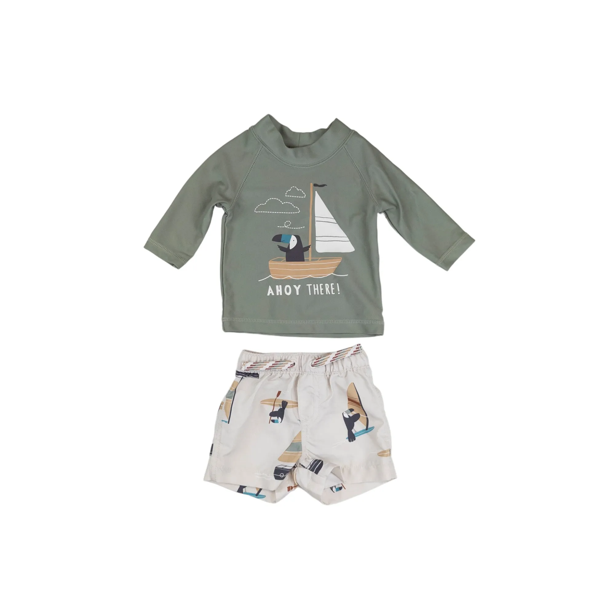 Carter's swim shorts   sun shirt nb