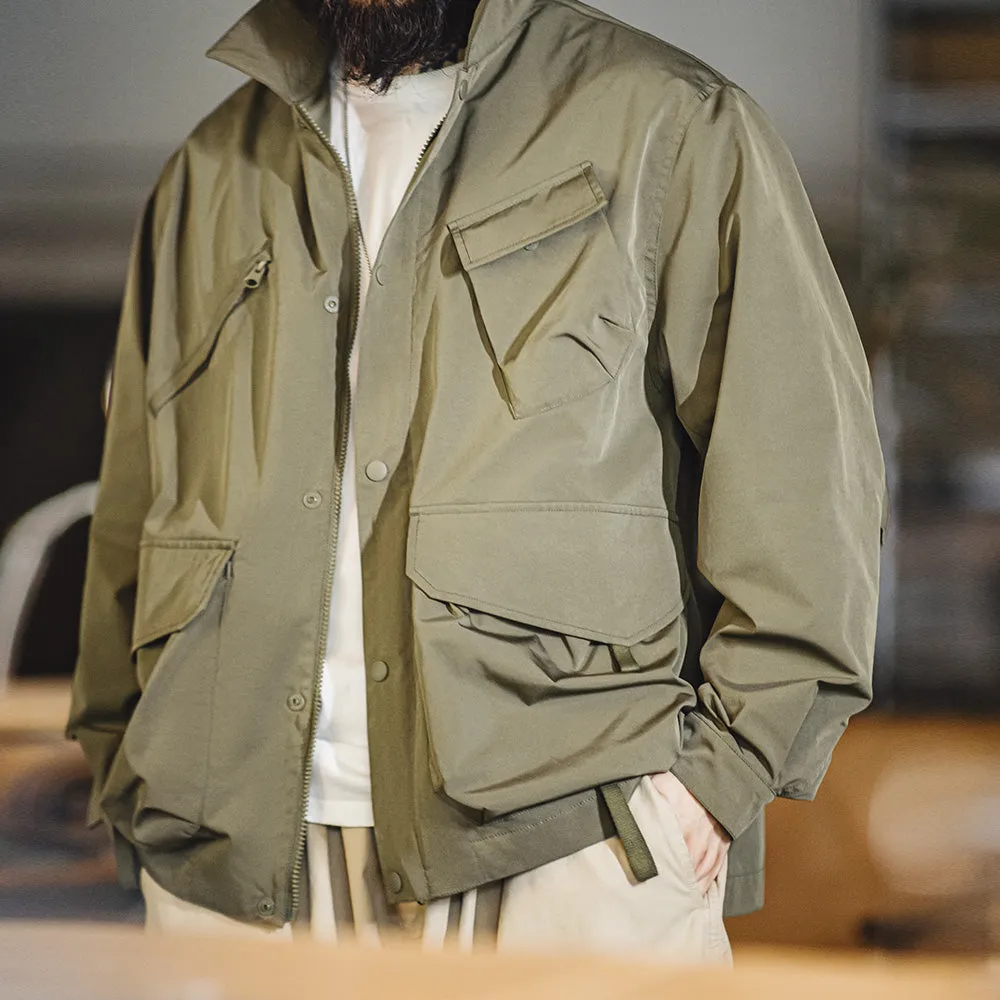 Casual Lapel Jacket Windbreaker Large Pockets Coats