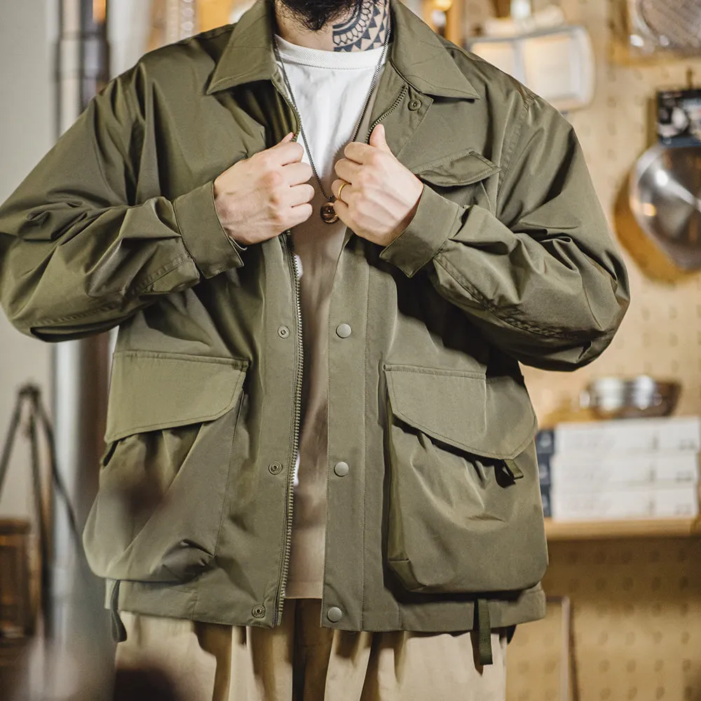 Casual Lapel Jacket Windbreaker Large Pockets Coats