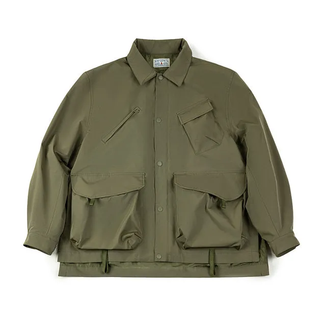 Casual Lapel Jacket Windbreaker Large Pockets Coats