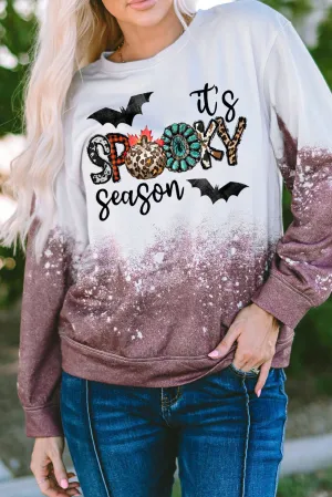 Casual SPOOKY Monogram Graphic Bleached Tie Dye Sweatshirt