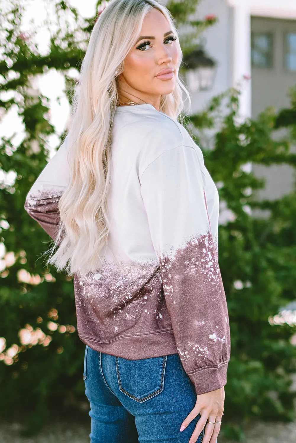 Casual SPOOKY Monogram Graphic Bleached Tie Dye Sweatshirt