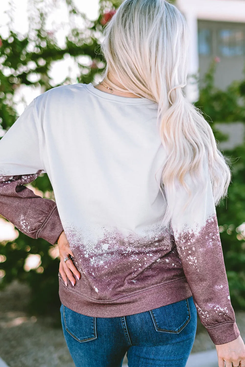 Casual SPOOKY Monogram Graphic Bleached Tie Dye Sweatshirt