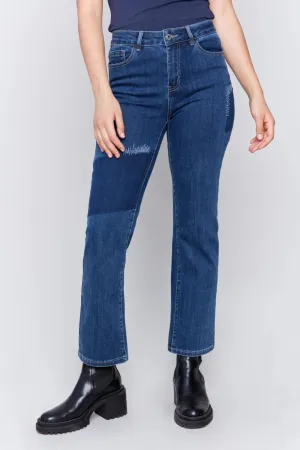 Charlie B Indigo Straight Leg Patch Pant