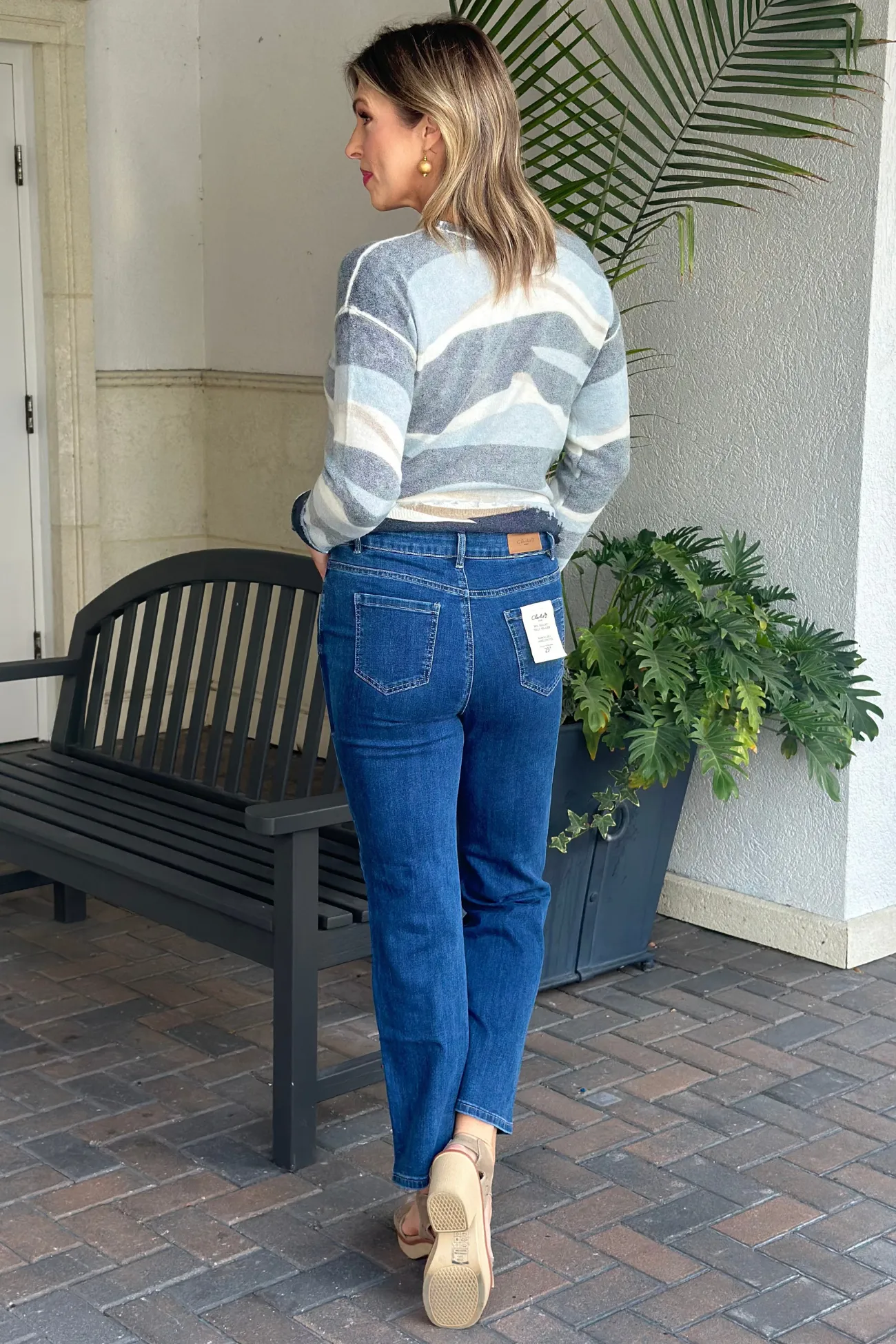 Charlie B Indigo Straight Leg Patch Pant