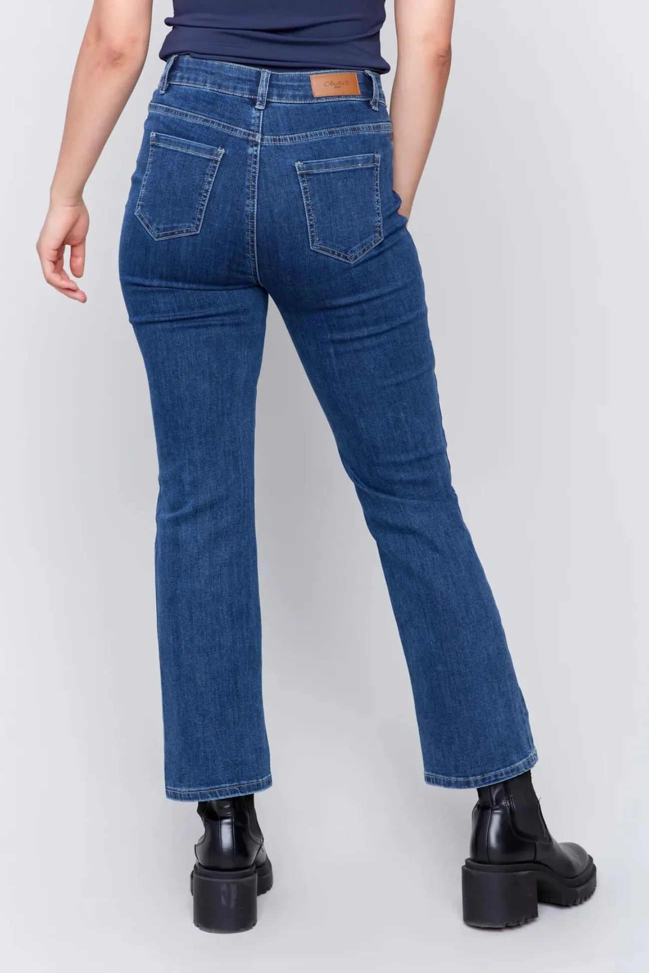 Charlie B Indigo Straight Leg Patch Pant