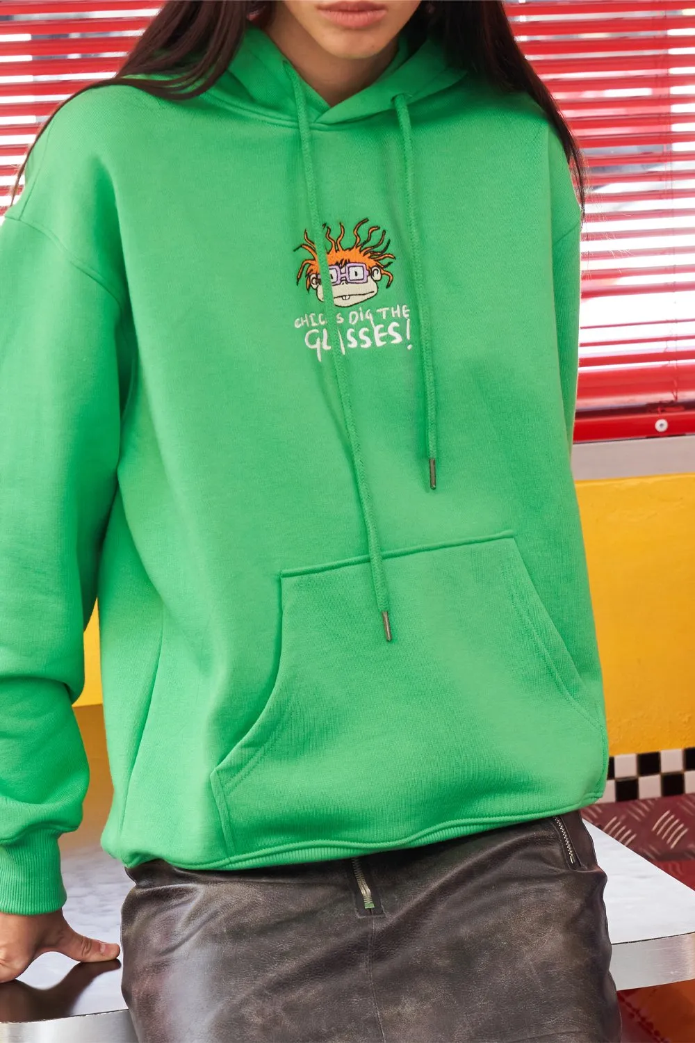 Chicks Dig The Glasses Green Hoodie