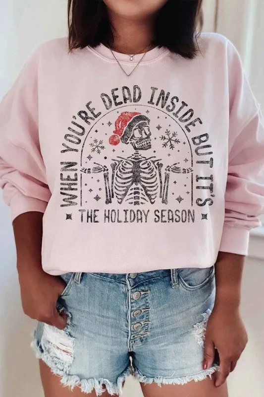 CHRISTMAS SKELETON GRAPHIC PLUS SIZE SWEATSHIRT