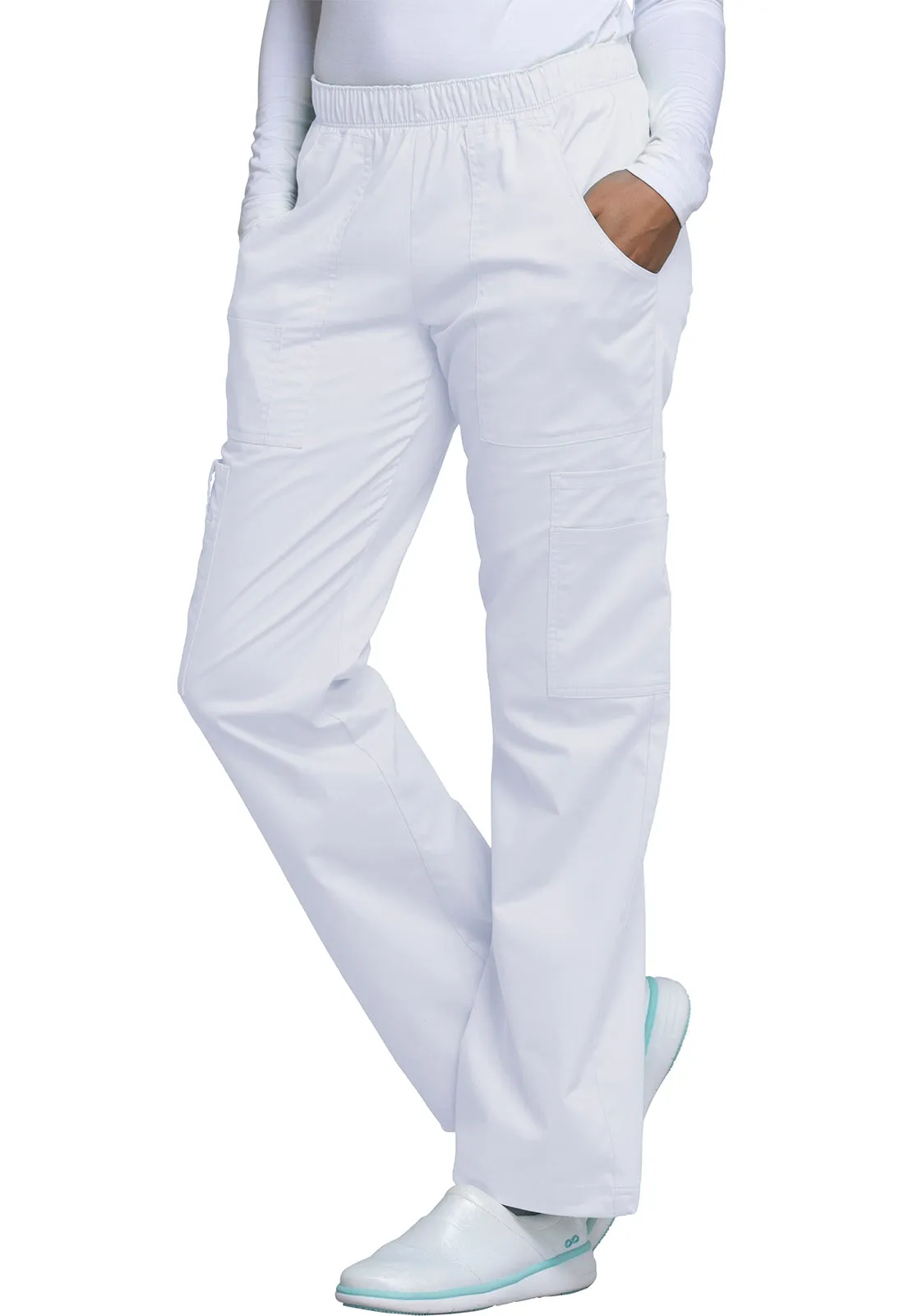 Core Stretch 4005 Mid Rise Pull-On Cargo Pants White