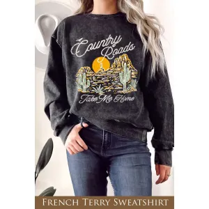 Country Road Take Me Home Mineral Graphix Terry Sweatshirts