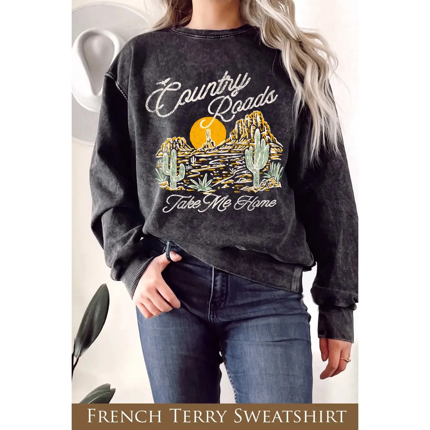 Country Road Take Me Home Mineral Graphix Terry Sweatshirts