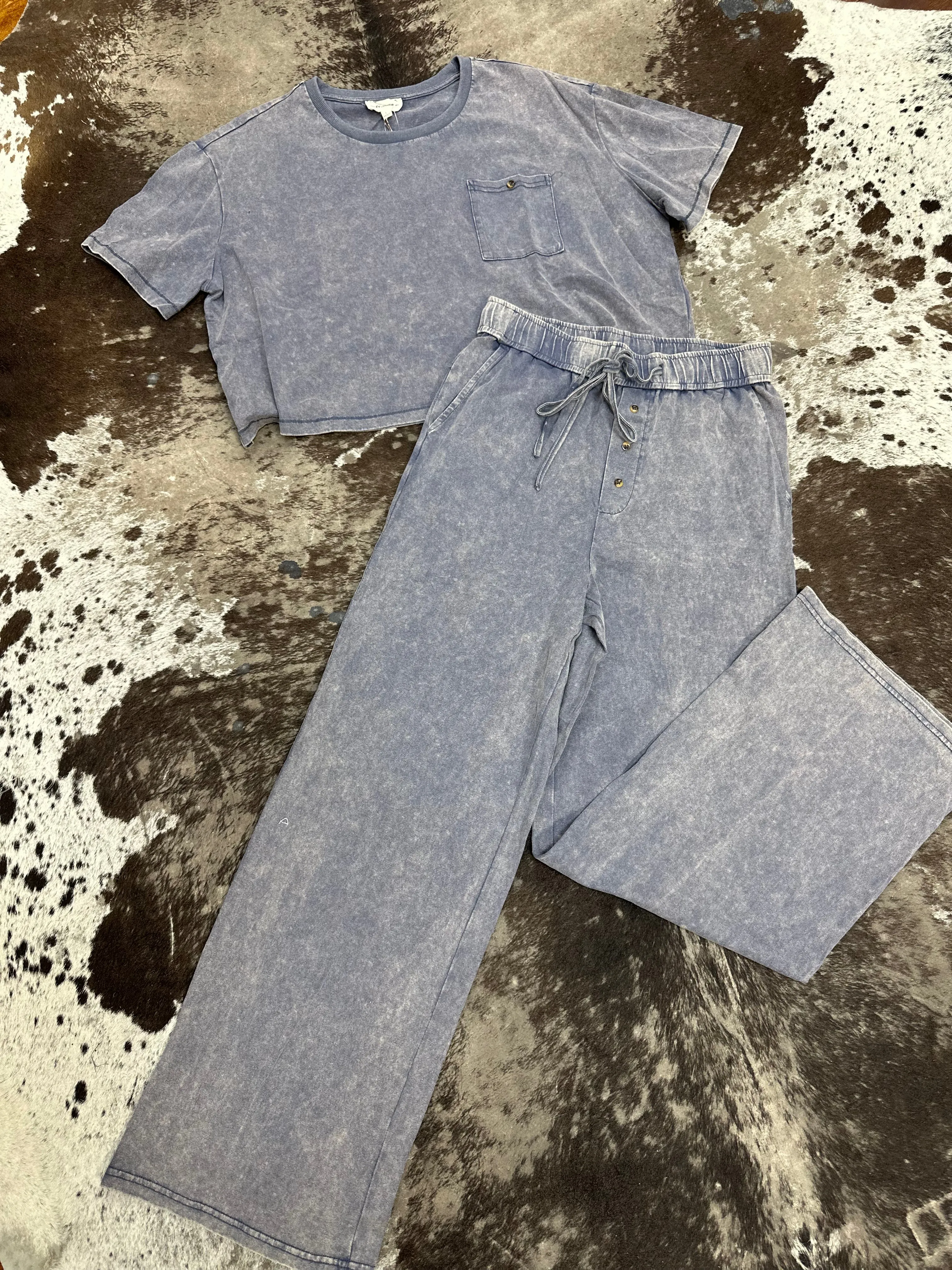 Denim Mineral Washed Matching Set.