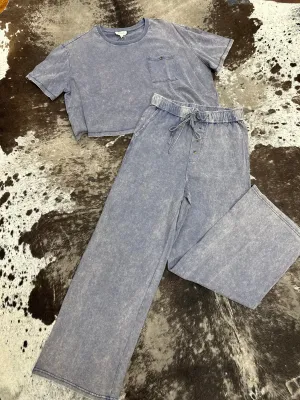 Denim Mineral Washed Matching Set.