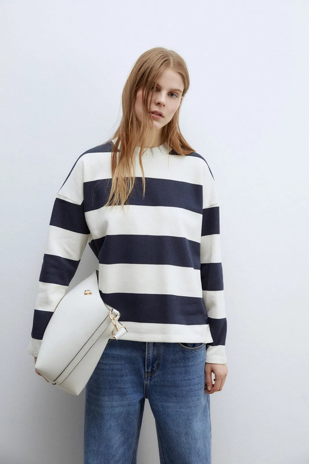 Details ribbed sweatshirt - Navy