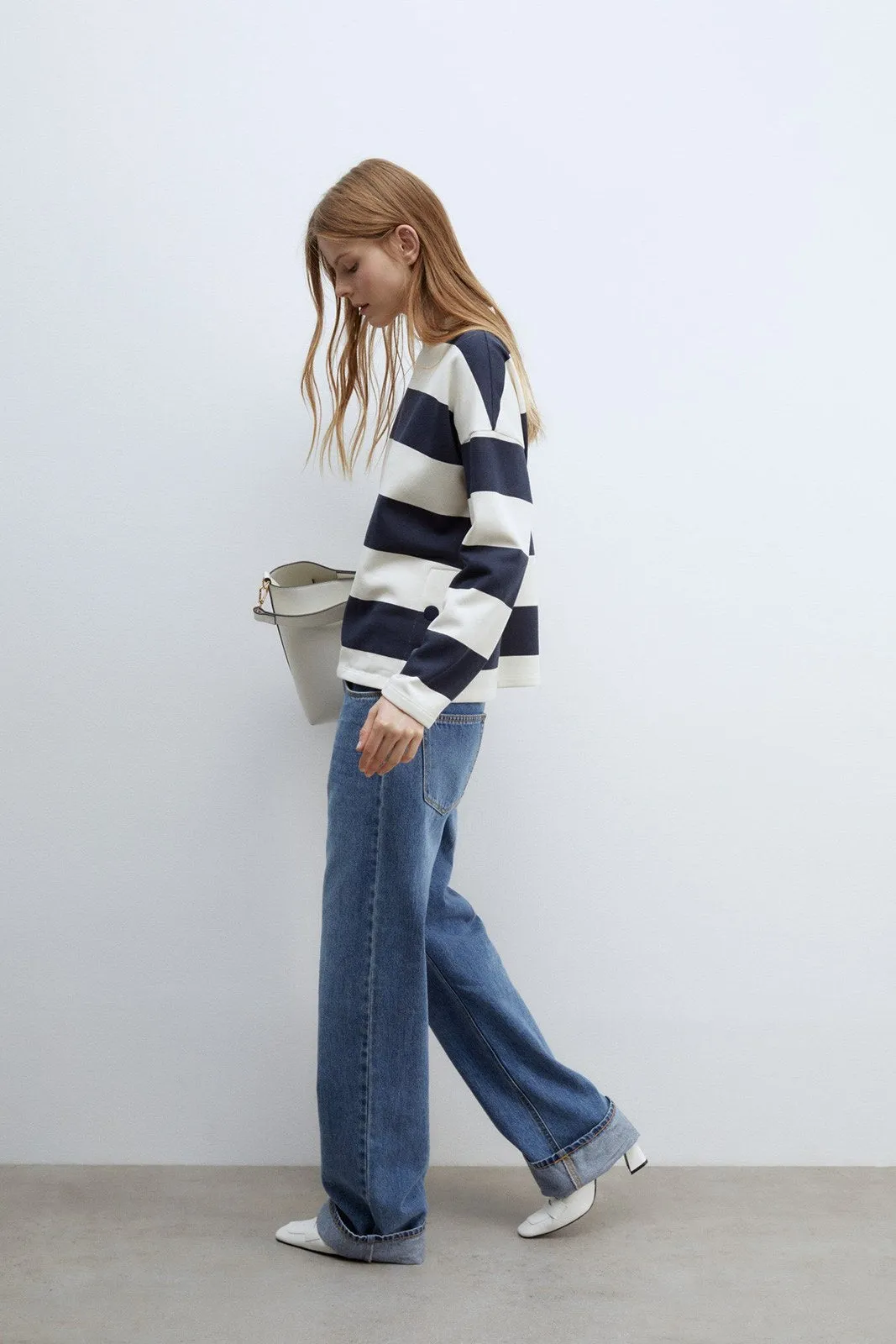 Details ribbed sweatshirt - Navy