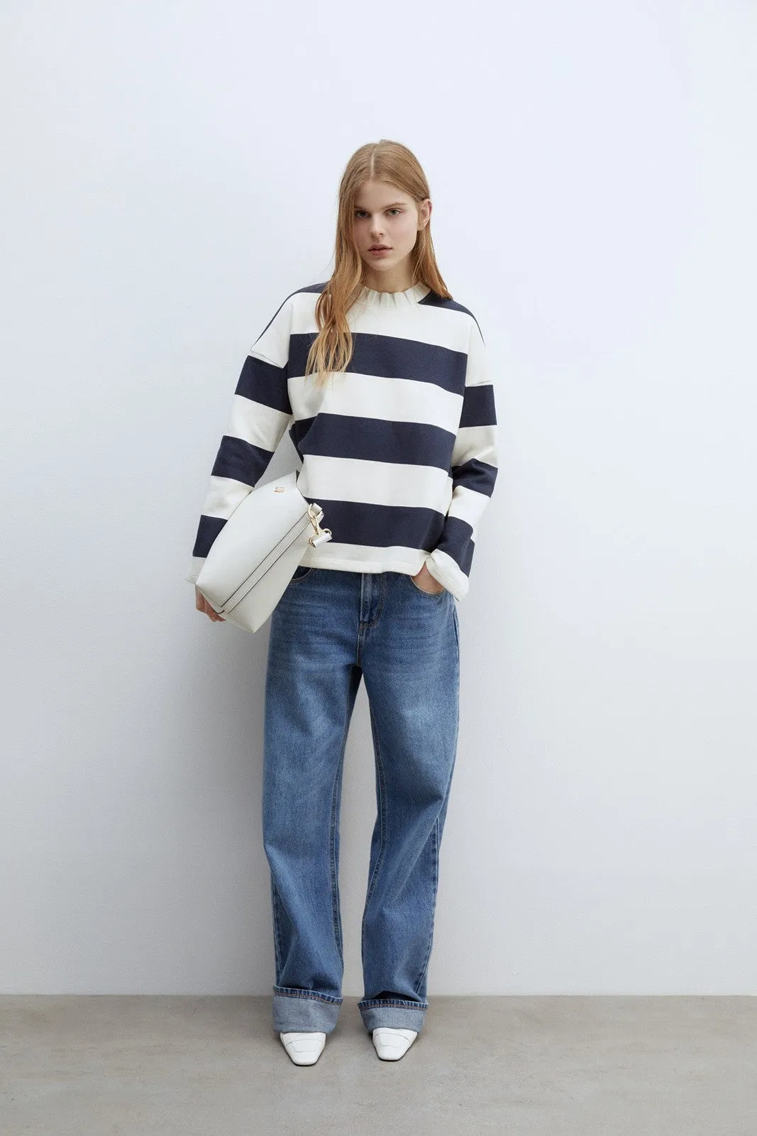 Details ribbed sweatshirt - Navy