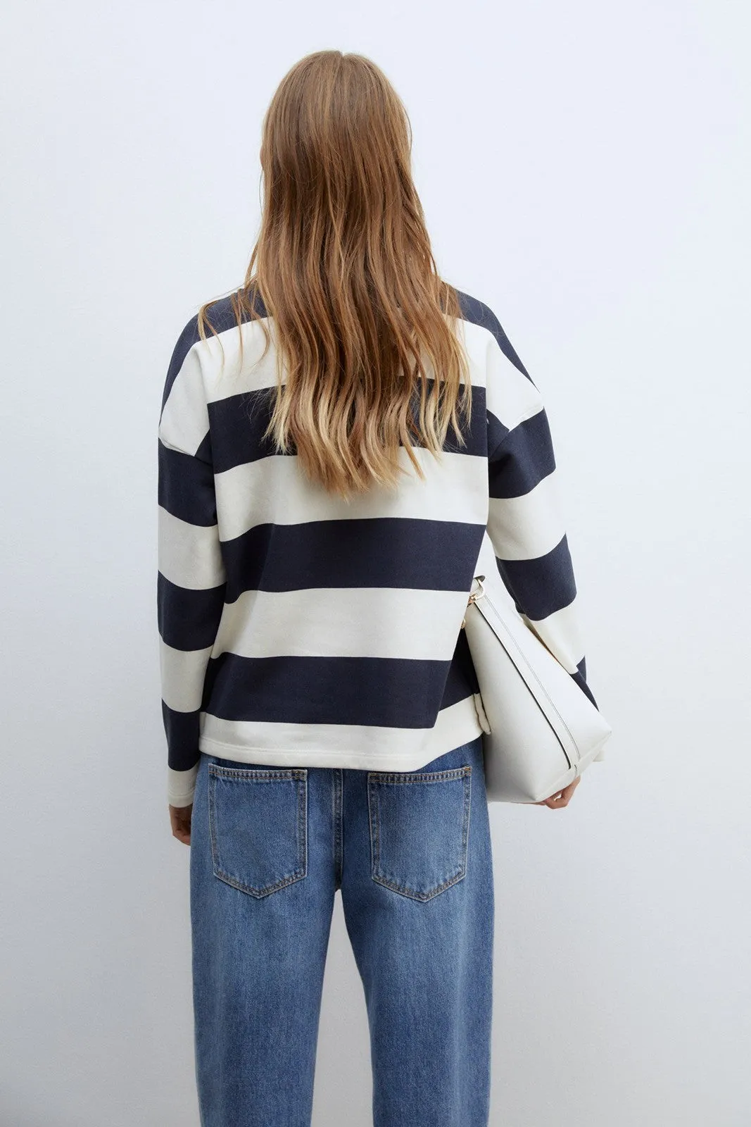 Details ribbed sweatshirt - Navy