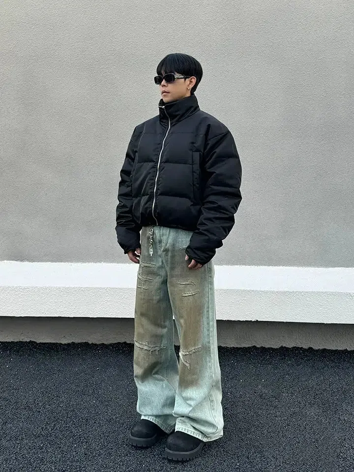 Dirty Straight-leg Denim Pants