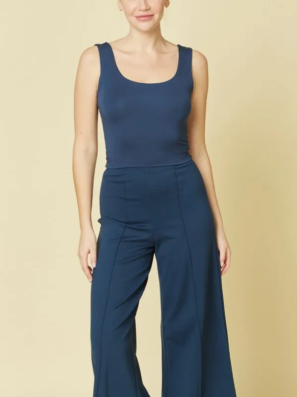 Double-Layered Bamboo U-Neck Crop Top