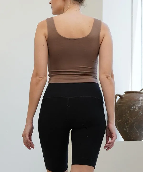 Double-Layered Bamboo U-Neck Crop Top