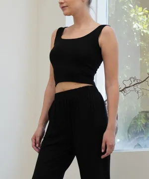 Double-Layered Bamboo U-Neck Crop Top