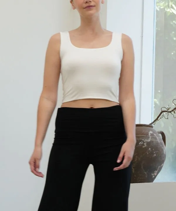 Double-Layered Bamboo U-Neck Crop Top