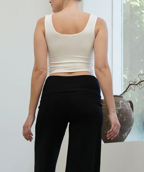 Double-Layered Bamboo U-Neck Crop Top