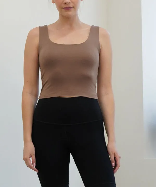 Double-Layered Bamboo U-Neck Crop Top