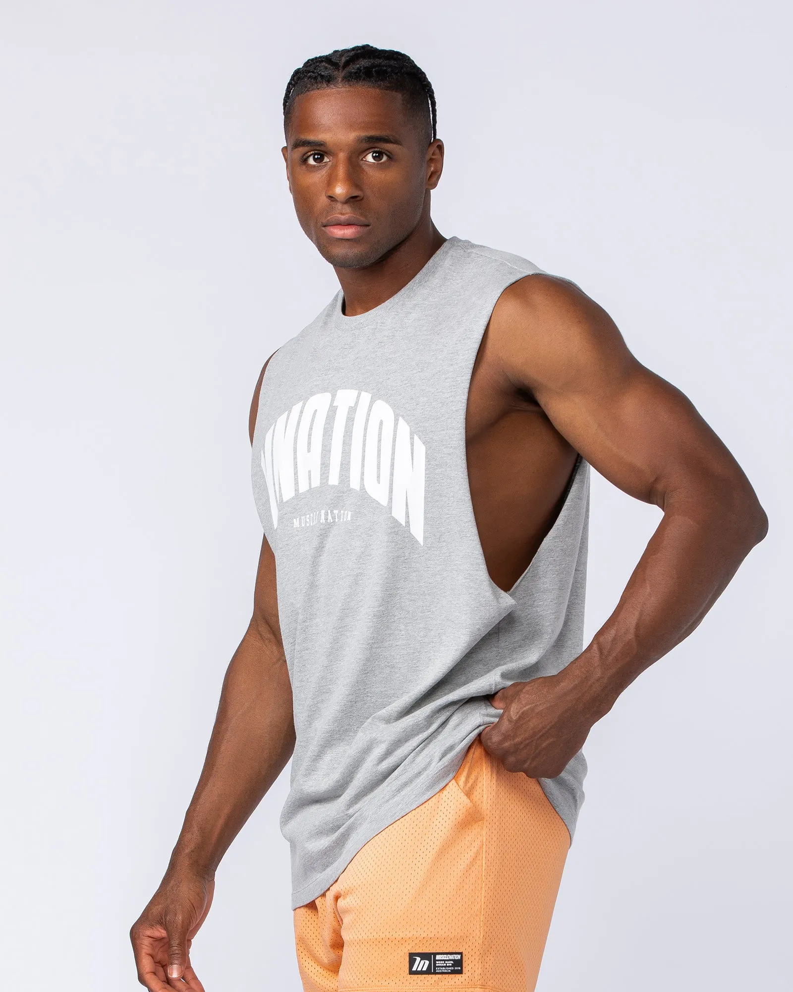 Drop Arm Tank - Grey Marl