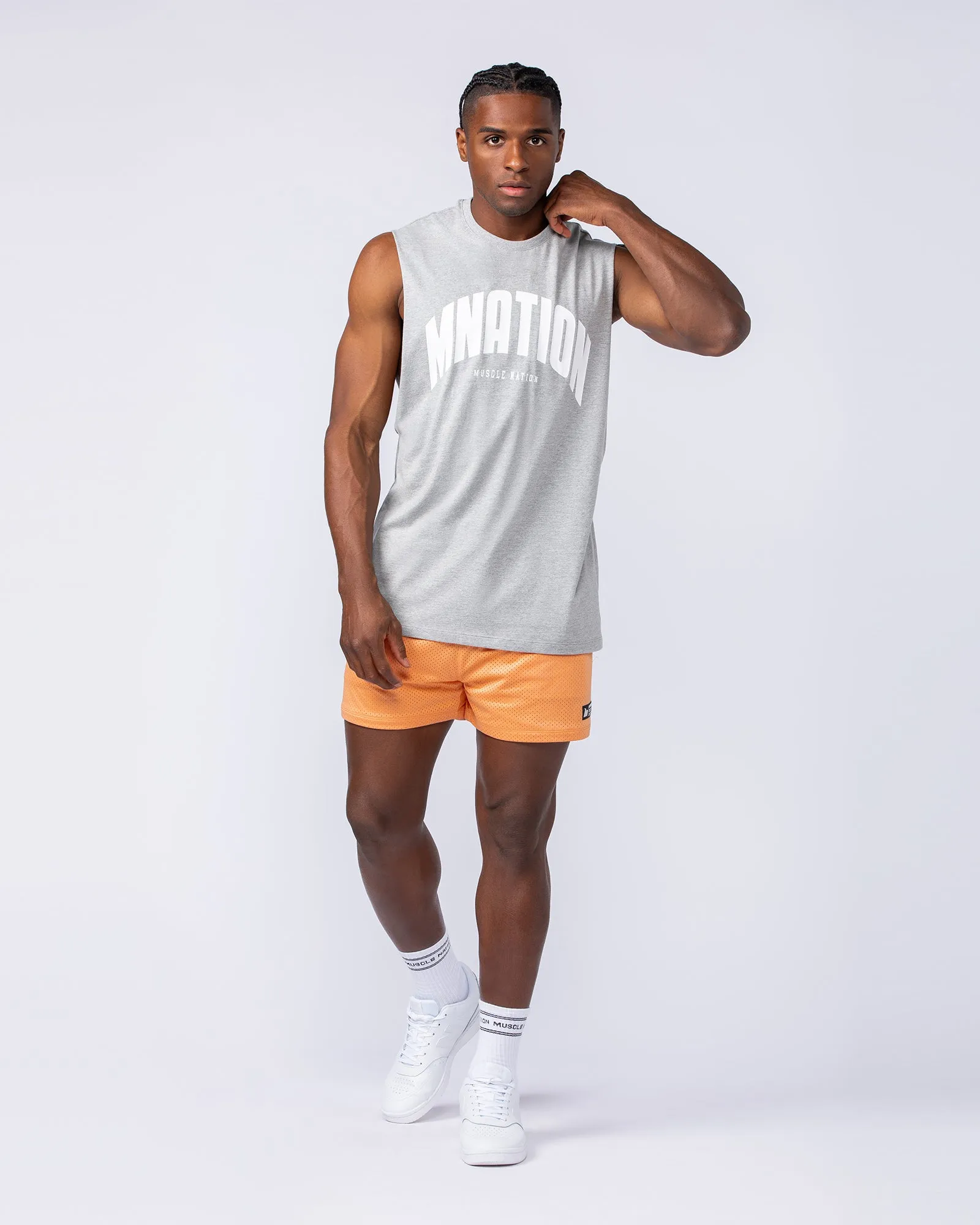 Drop Arm Tank - Grey Marl