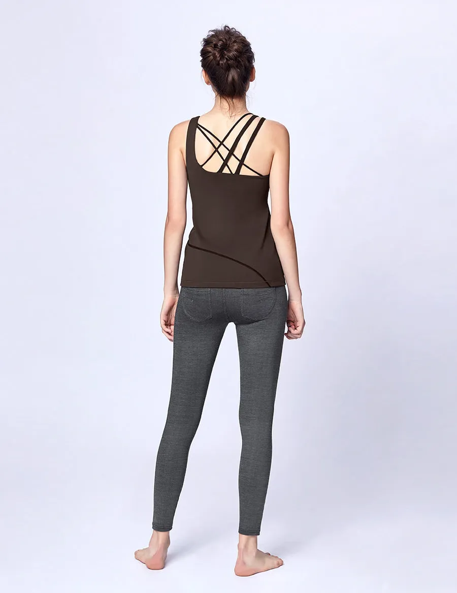 easyoga LA-VEDA Asym Exquis Tank - C1 Dark Brown