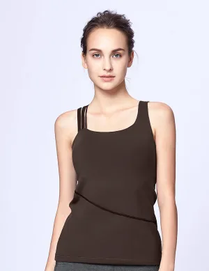 easyoga LA-VEDA Asym Exquis Tank - C1 Dark Brown