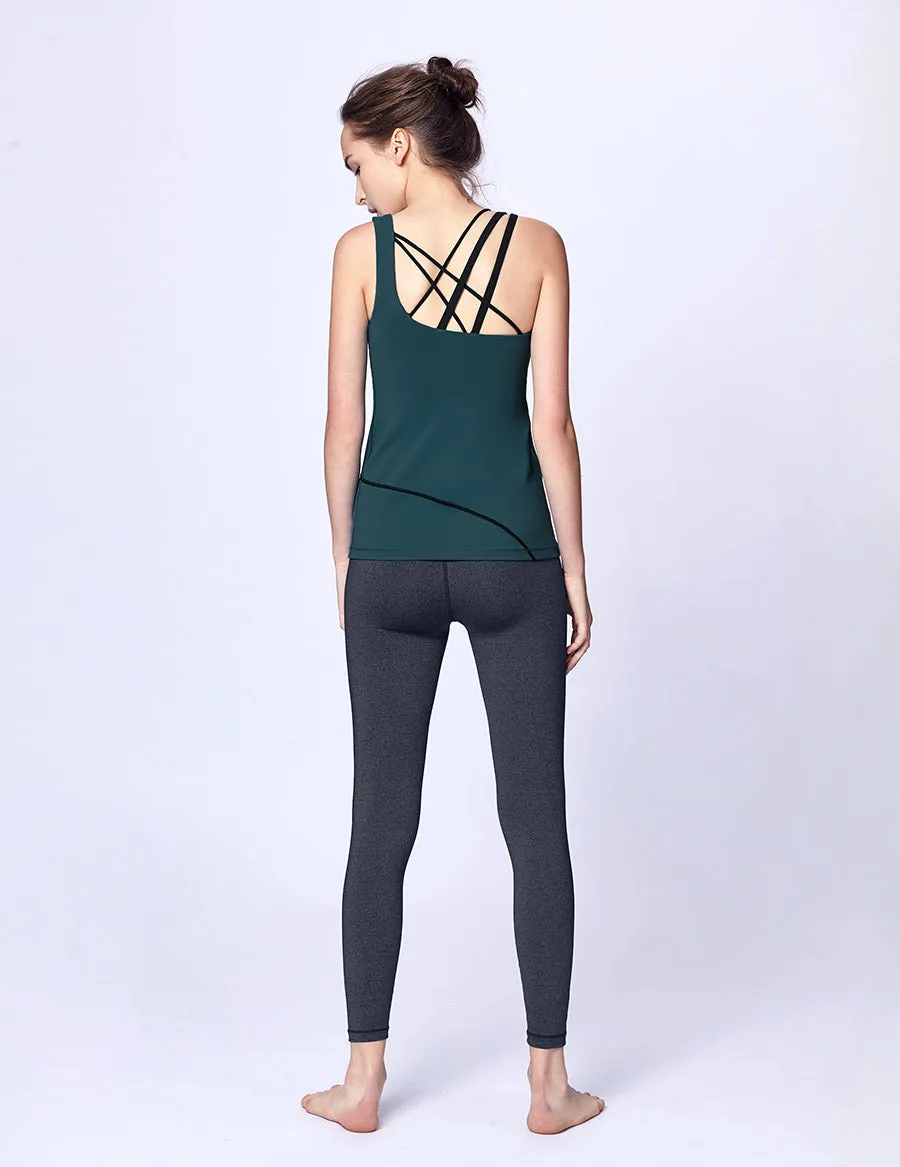 easyoga LA-VEDA Asym Exquis Tank - G3 Dark Green