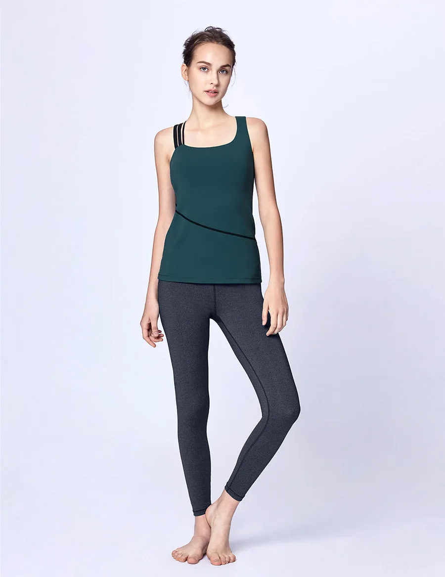 easyoga LA-VEDA Asym Exquis Tank - G3 Dark Green