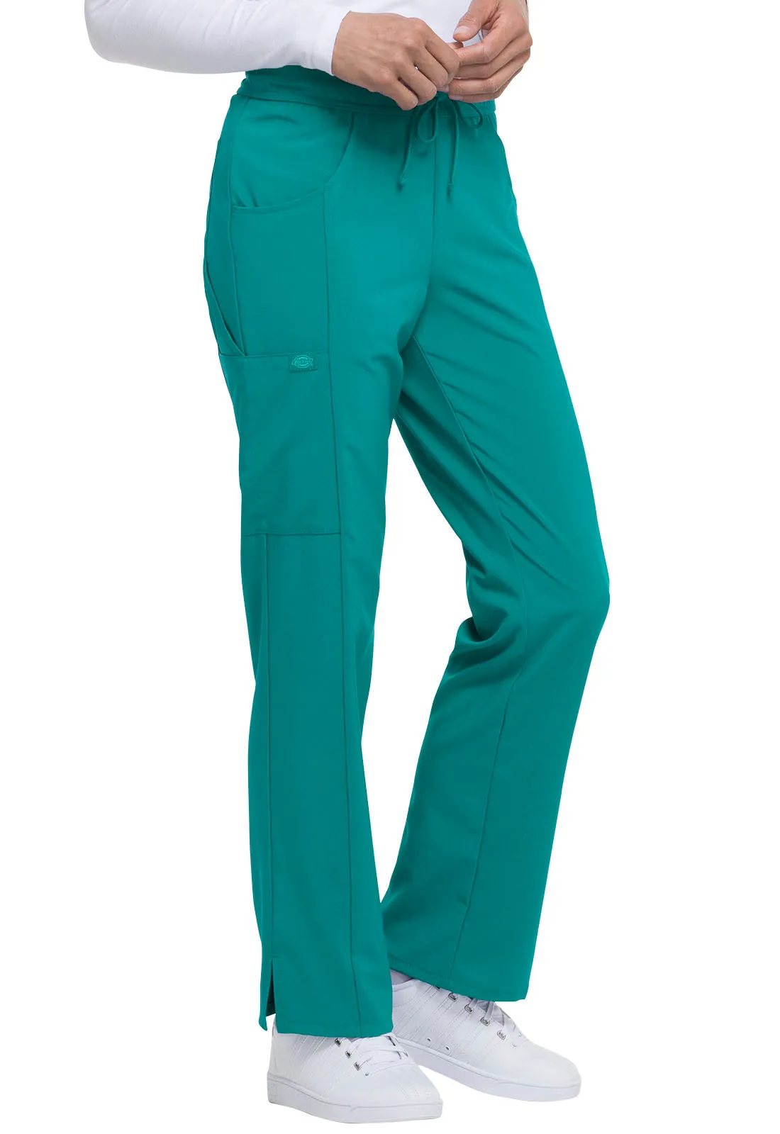 EDS Essentials DK010 Mid Rise Straight Leg Drawstring Pants Teal Blue