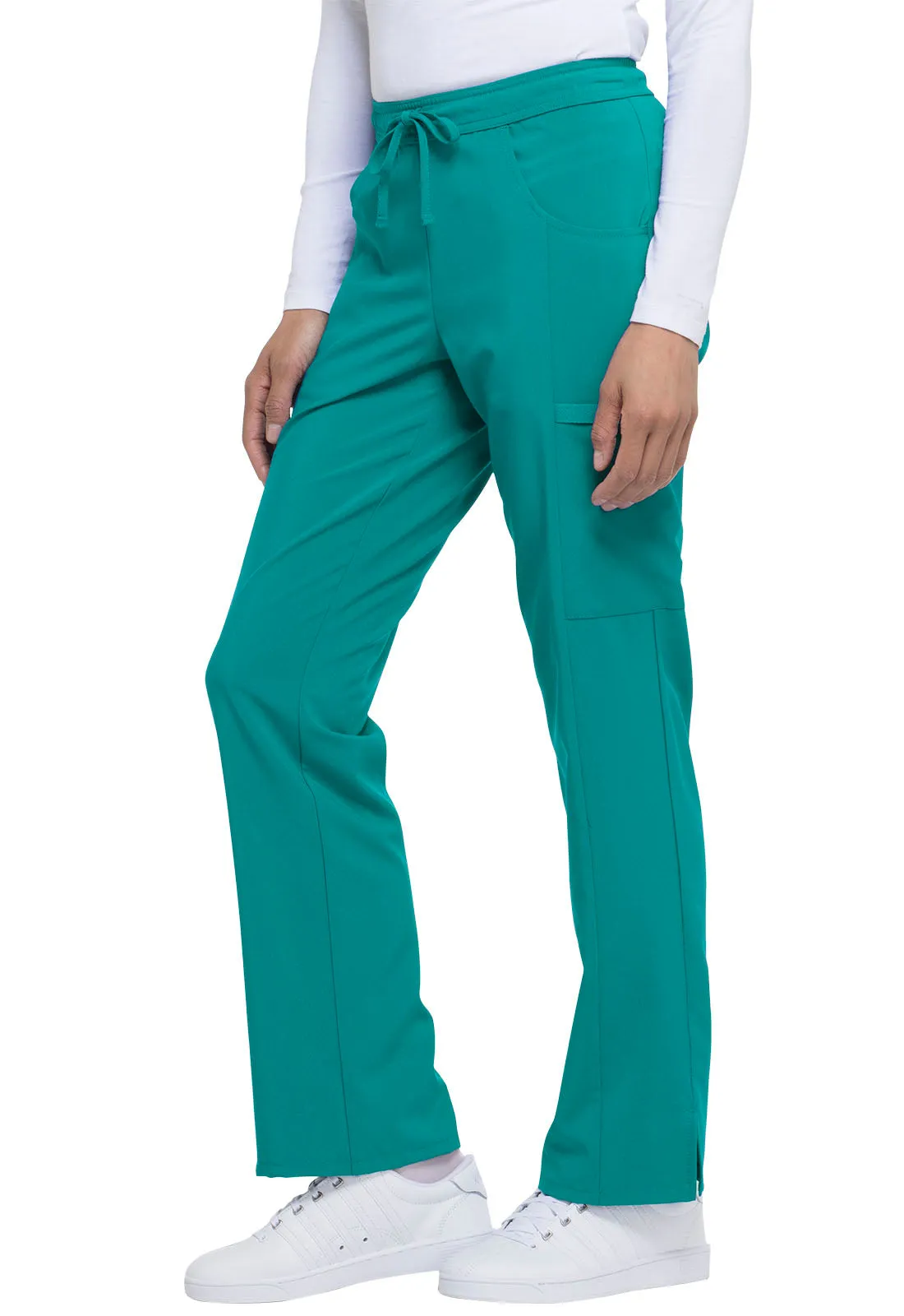 EDS Essentials DK010 Mid Rise Straight Leg Drawstring Pants Teal Blue