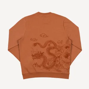 Embroidered Back Sweatshirt  - Amber Brown / Dragon